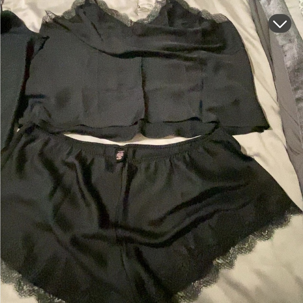 Victoria's Secret Black Satin Sleepwear Set